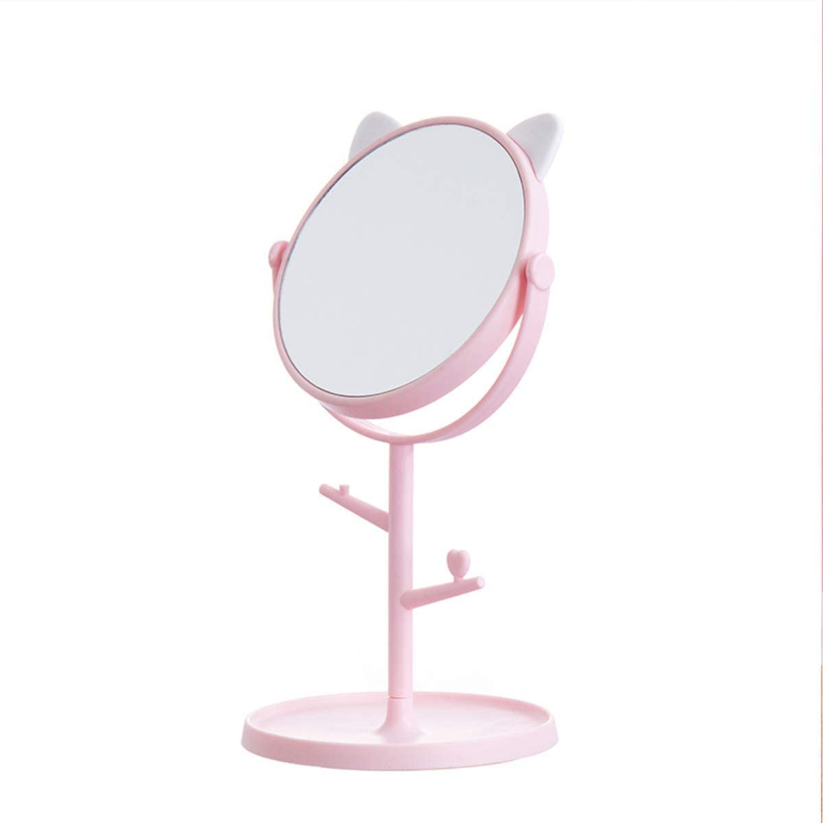 Makeup Mirror 180 Degree Swivel Cartoon,Dressing Framed,Foldable,Adjustable Multi Angle, Rectangular&Round Cute Cat Ears Shape Slim PU Leather,Travel,Camping,Home (Make-UP Mirror-B, Pink)-image-49