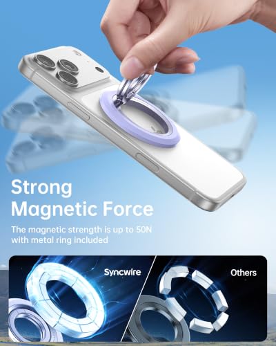 Image of SYNCWIRE Magnetic Phone Ring Holder, for MagSafe Phone Grip Stand Kickstand | 360 Rotation, Double-Sided Magnet, Cell Phone Grip Finger Holder, for iPhone 17 16 15 14 13 12 Pro Max, MagSafe Accessories