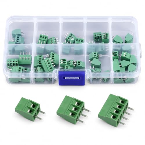 Connecteur de bornier à vis PCB 2.54mm kit d'assortiment 50 pièces pour circuit