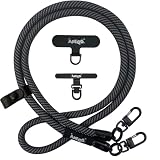 [APEGG] 携帯ストラップ スマホショルダーストラップ 首掛け・肩掛けストラップ 長さ120cm 太さ10mm 頑丈な金属パーツ 落下防止 ストラップホルダー2枚付き 全機種対応 Carbon&Black