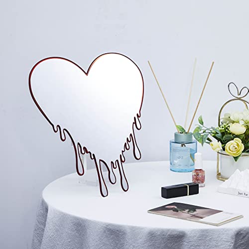 Yulejo Acrylic Heart Mirror Decoration Melting Mirror Wall Decor Heart Shaped Mirror Dripping Heart Shaped Mirror For Home Decor Gifts For Women #TOP4
