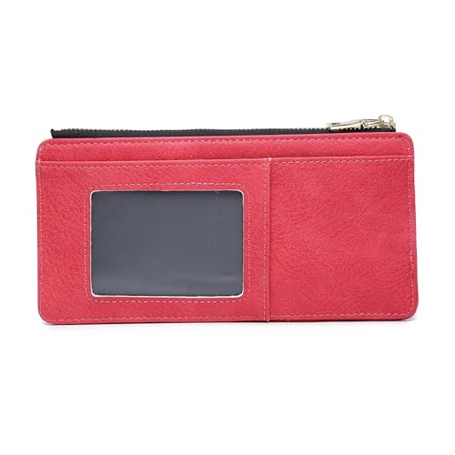 JEN & CO. Women's Wallet Clutch Credit Card Holder With Zip Change Pocket Vegan Leather Midnight Black4