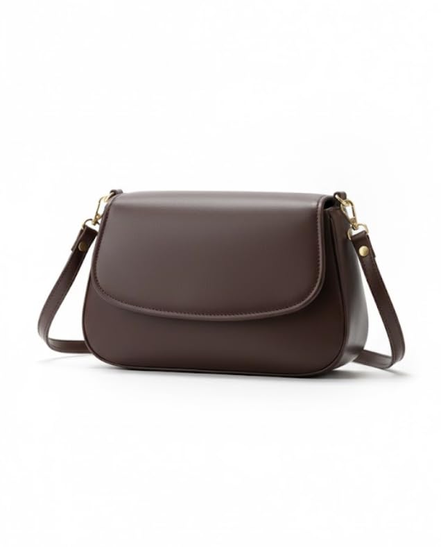 blvck threadz Classic Brown Leather Crossbody Bag, Saddle Style Shoulder Purse with Adjustable Strap, Women's Fashion Handbag-picture-20