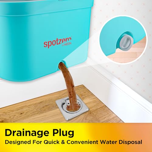 Image of Spotzero by Milton Fresh Flow Square with Bucket 3 L, Flexible Kitchen tap Flat Squeeze Mop Bucket System Cleaning Supplies, Mop Head, Cleaning with 2 Reusable Pads Clean (Aqua Green, 2 Refills)