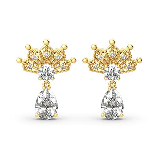 Boucles d'oreilles moissanite anti allergie en argent couronne