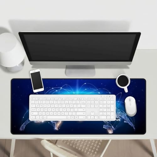 Image of Saco XXL Gaming Mouse Pad for PC - Large Desk Mat 900x400x3mm, Extended Non-Slip Rubber Base, Waterproof Surface, Earth Design, Big Keyboard Mouse Pad for Office & Home Setup
