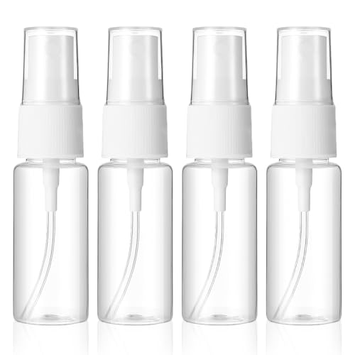 Giantree 4 Stück Transparente 20ml Mini Sprühflaschen, Kunststoff Sprayflasche Leer für Reise Kosmetik Reinigung Körperpflege