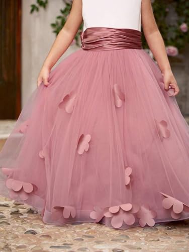 Flower Girl Dress for Wedding Floral First Communion Dress for Girls V-Back Princess Birthday Gown4