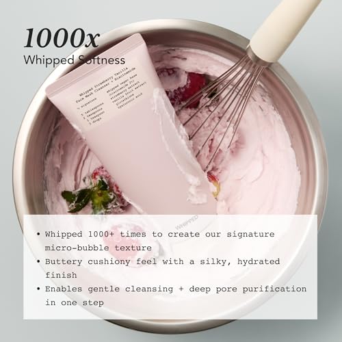 Image of Whipped Korean Skincare Face Wash, Doubles as a Face Mask, Strawberry Vanilla, Hydrating Vegan Facial Cleanser for Dry Skin with Niacinamide, Hyaluronic Acid, Ceramide, Cleanser for Sensitive Skin