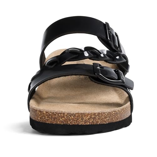 Image of KIDMI Women's Cork Footbed Sandals with Arch Support Comfortable Slip-On Slide Sandals With Adjustable Buckle for Summer