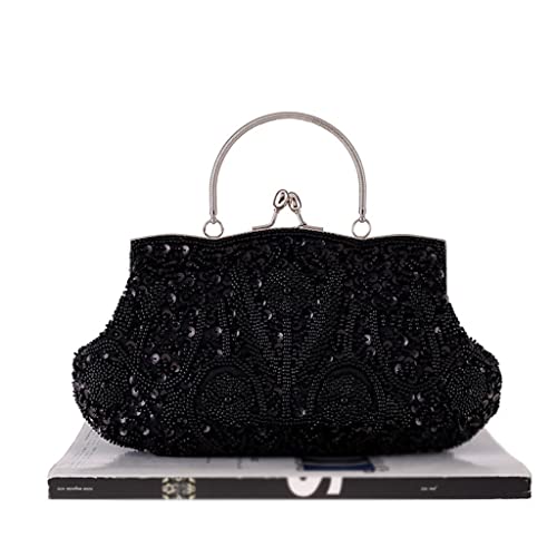 【逸品】金糸刺繍イブニングバッグ　ミラー付　フランスアンティーク　パーティバッグ アンティーク ドイツ プチポワン ニードル 刺繍 バッグ | le Verseau