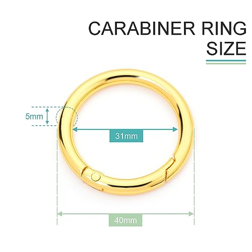 Image of 10 Pack 1-1 /4 inch Trigger Spring O Rings, Metal Round Carabiner Clip Snap Hook, Spring Keyring Buckles for Replacement Purse Strap, Paracord Lanyard Clips, Keychain Rings Hardware DIY Crafts Making