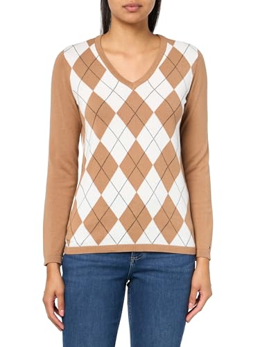 Tommy Hilfiger Women's Cotton Ivy Argyle V-Neck Sweater