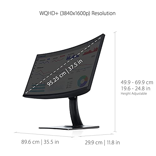 Image of ViewSonic VP3881A 38 Inch WQHD+ ColorPro Monitor, Curved IPS with 100% sRGB and Pantone Validated for Professional Graphic Design, Advanced Ergonomics, 90W USB-C, HDMI, and DisplayPort