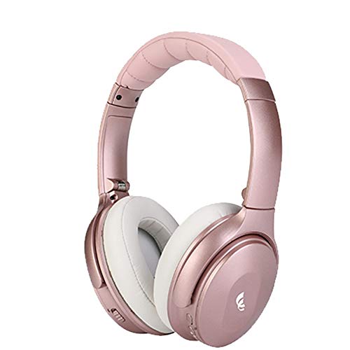 Best Deal 🛒 XINWU 801 Active Noise Cancelling Bluetooth Headphone w/Soft Protein Earmuff, High Stereo Surround Sound, Built-in Mic, Wired Mode, 20h Long Battery Life Foldable Light Weight Over Ear Design (Pink)