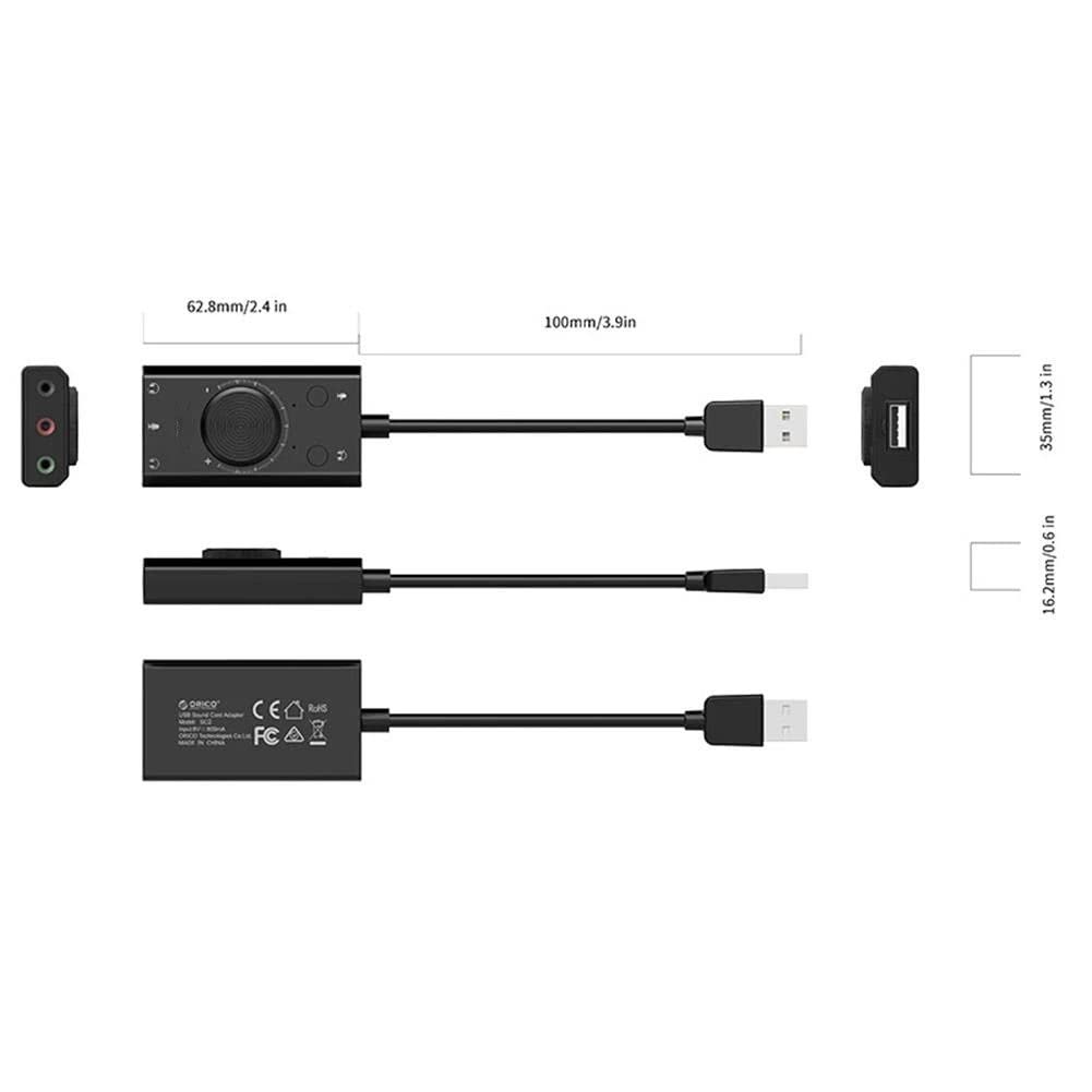 Scheda Audio USB Esterna Microfono Stereo Altoparlante Jack Audio per Cuffie da 3,5 mm Cavo Interruttore Regolazione Volume unità Libera