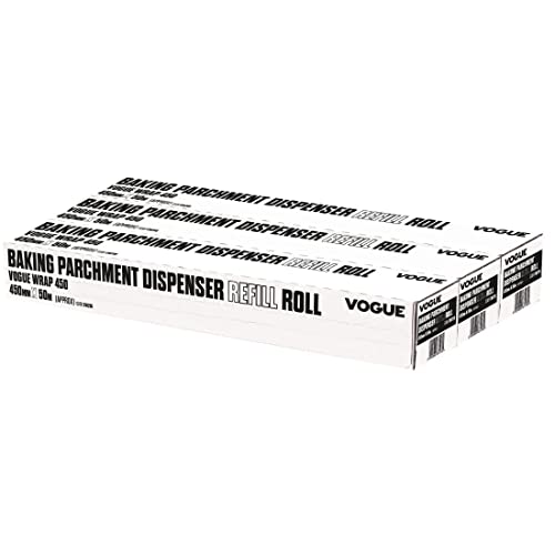 Vogue Baking Parchment Paper Refill 50m (3 Pack) - High Temperature Resistant Paper Fits Wrap450 Dispenser CW205
