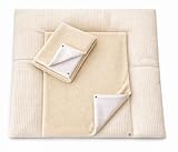 Wickelauflage Set 3-teilig – Wickelunterlage aus Waffelstoff mit Druckknöpfen – Baby Wickelauflage mit 2 Frottee Overlays – Wickeltischauflage – 75x75 cm (Breite x Tiefe), Hellbeige
