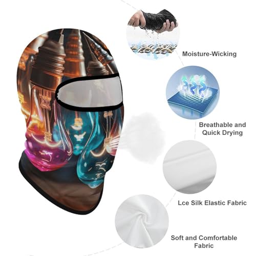 Máscara facial de balaclava con luces coloridas para hombre y mujer, protección solar, transpirable, cubre todo el rostro y cuello para senderismo, ciclismo, running y conducción miniatura 3