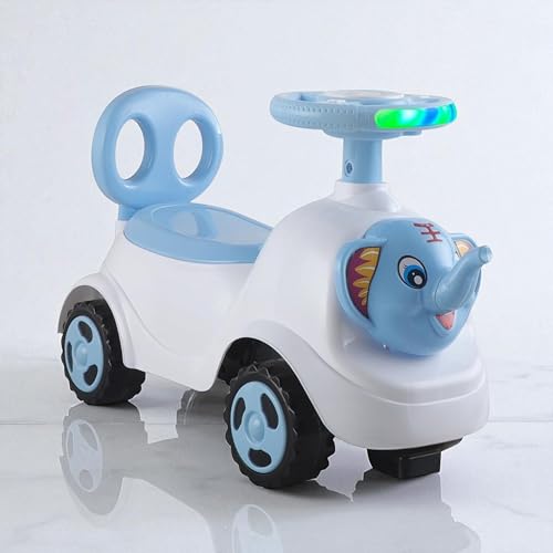 Image of kidsROAR Push Ride On Car for Kids 1-5 Years | Baby Push Car with Music, 3D Lights & Backrest | Premium Ride On Toy Supports Up to 35kg (Elephant, Blue)