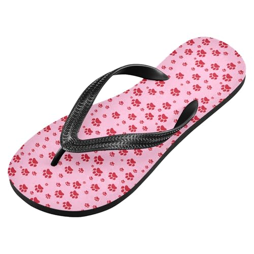 Burbuja Red Paw Prints Flip Flops for Women Men, Soft Thong Sandals Rubber Slippers for Pool Beach Essentials2
