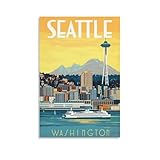 ouweri Seattle Washington USA, Vintage-Reise-Poster, Druck, 
