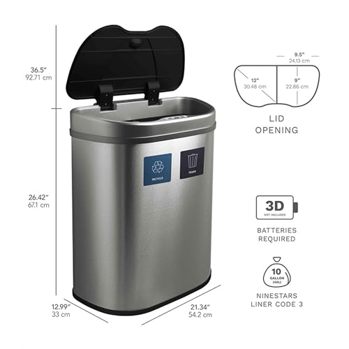 Caneca de basura con sensor y doble compartimento 18.5 gal miniatura 4