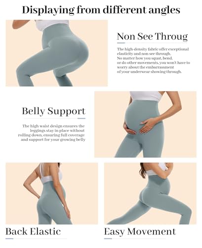 Happy. angel Women’s Maternity Leggings Over The Belly, Soft Stretchy Pregnancy Pants for Active Workout Yoga Wearing