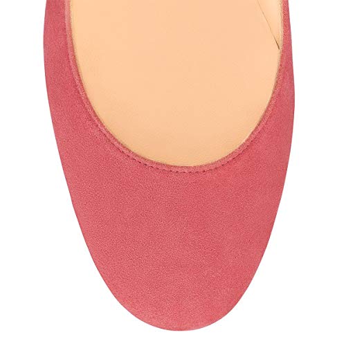 YDN Women Classic Round Closed Toe Pumps Pumps Slip on Chunky Block High Heel Slide Suede Patry Office Comfy Ladies Dress Shoes2