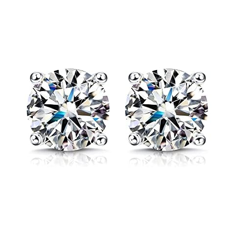 KRFY Moissanite Stud Earrings in 18K White Gold Cover