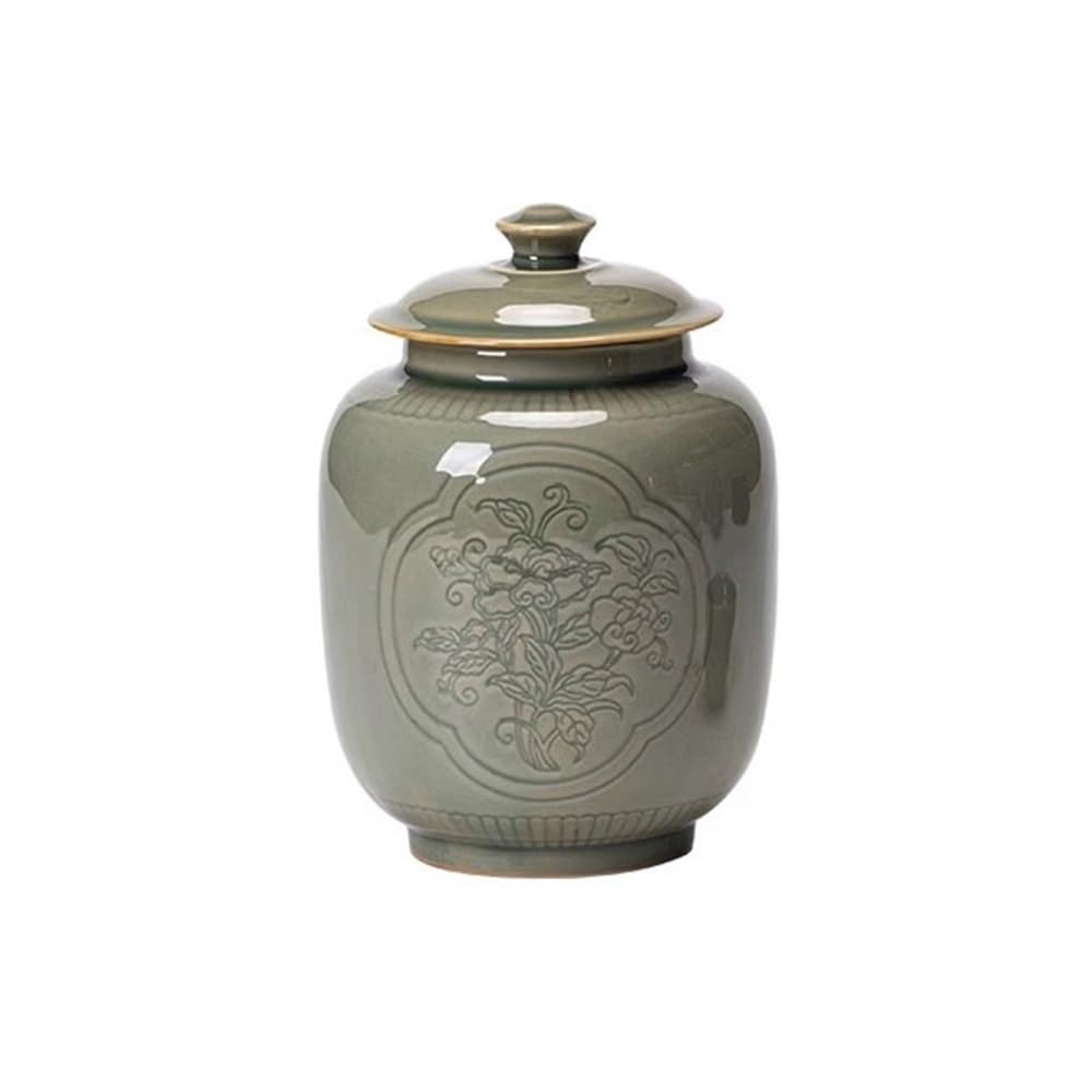 CHENGAIJIAN Tea Canister Celadon Tea Canister Sealing Household Storage Vintage Senior Organizer Jar