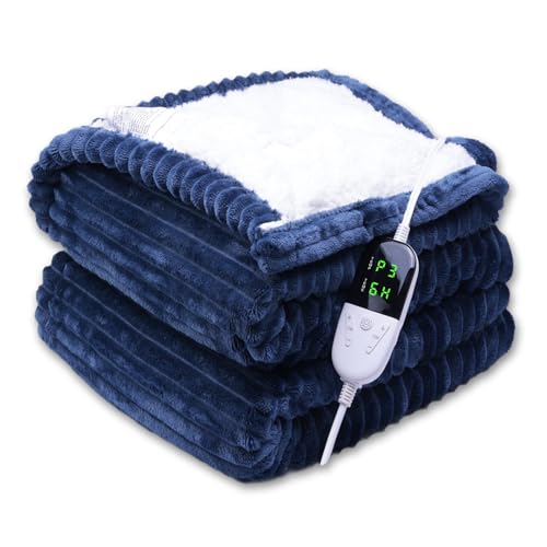 ITSHINY Manta Eléctrica 180x135cm con Control Digital, 6 Niveles de Calor, Temporizador 1-10 Horas, Apagado Automático y Protección contra Sobrecarga, Felpa Suave Lavable a Máquina