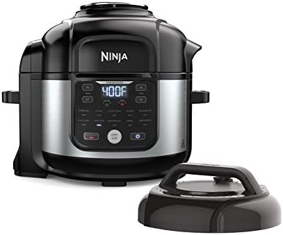 Ninja FD302 Foodi 11-in-1 Pro 6.5 qt. Pressure Cooker & Air Fryer that Steams, Slow Cooks, Sears, Sautés, Dehydrates & More, with 4.6 qt. Crisper Plate, Nesting Broil Rack & Recipe Book, Silver/Black