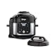 Ninja FD302 Foodi 11-in-1 Pro 6.5 qt. Pressure Cooker & Air Fryer that Steams, Slow Cooks, Sears, Sautés, Dehydrates & More, with 4.6 qt. Crisper Plate, Nesting Broil Rack & Recipe Book, Silver/Black