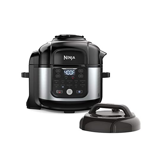 Ninja FD302 Foodi 11-in-1 Pro 6.5 qt. Pressure Cooker & Air Fryer that Steams, Slow Cooks, Sears, Sautés, Dehydrates & More, with 4.6 qt. Crisper Plate, Nesting Broil Rack & Recipe Book, Silver/Black