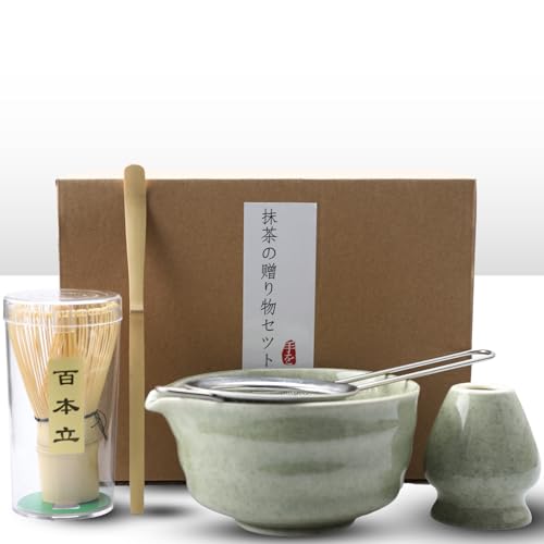 Matcha Set - Matcha Tea Set 5 stück Matcha Set für Einsteiger mit Matcha-Besen Matcha Filtersieb Matcha-Schale mit Ausgießer Chasen und Matcha Löffel Geschenk für Matcha-Liebhaber Teeliebhaber