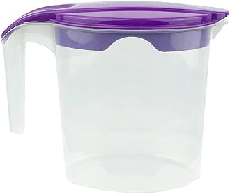 1 Liter Plastic Water Fruit Juices Jug Milk with Lid and Easy in Pouring (Purple, 4)