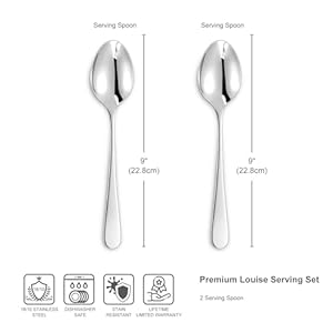 KEAWELL Premium Louise 9 Serving Spoon Set–1810 Stainless Steel Uniting Elegance and Durability Exquisite Serving Utensils for Parties Serving Spoon