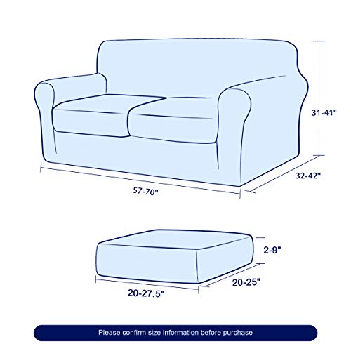 Subrtex 3 Piece Sofa Cover High Stretch Couch Slipcover For 2 Cushion Soft Sofa Slipcover Loveseat Cover Jacquard Fabric Furniture Covers With Elastic Bottom Machine Washable(Light Gray,Medium) #TOP2