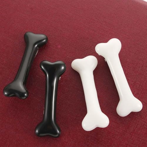 2 Pinzas para cabello diseño hueso de perro negro miniatura 4