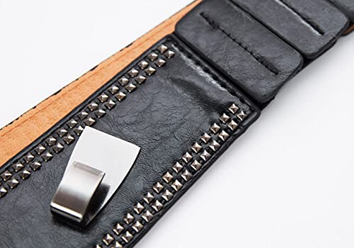 Women's Wide Waist Belt Elastic Stretch Vintage Cinch Belts with Interlock Buckle with Rivets Halloween Gothic Belt4