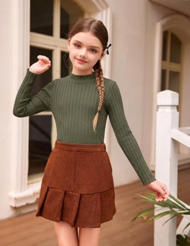 Image of Arshiner Girls Half Turtleneck Long Sleeve Knit Slim Sweater Pullover Tops