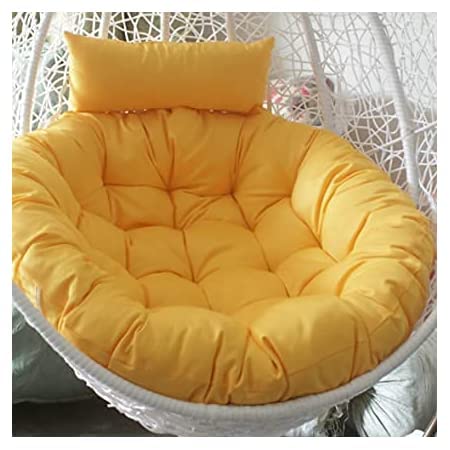 Image of KYNE Microfibre Cushion for Hanging Basket Round Shape Swing Chair Cushions for Outdoor Egg Swing Chair Garden Swing, Seat Padded Pillow Cushion (Yellow)