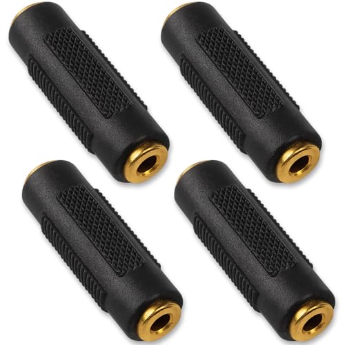 Brvlsoc 3.5mm Stereo Jack Female-to-Female Audio Adapter (4-Pack) – Gold-Plated Coupler Connector for Extending 3.5mm AUX Cables