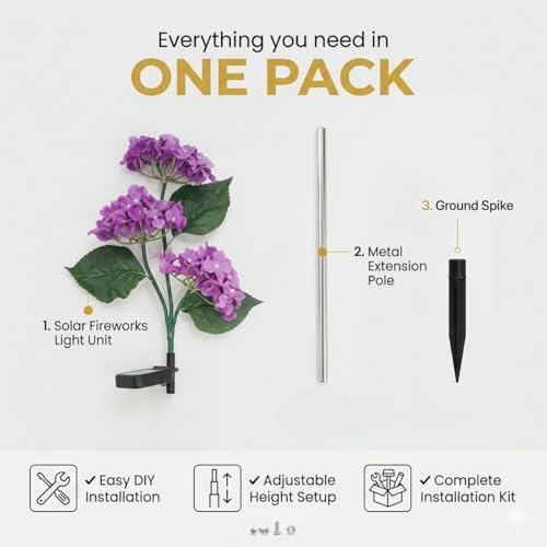 Image of hardoll Plastic Solar Decorative Light Hydrangea Flower Shaped RGB Color LED Lamp For Waterproof Outdoor Home Garden Yard(Lavender Color-Pack Of 1)