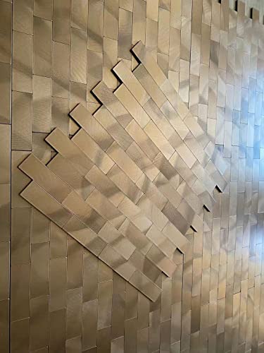 Xuaniny Peel And Stick Tile Backsplash For Kitchen Bathroom Self-Adhesive Metal Aluminum 3D Wall Sticker (11.81"X11.88"，5 Sheets, Bronze) #TOP5