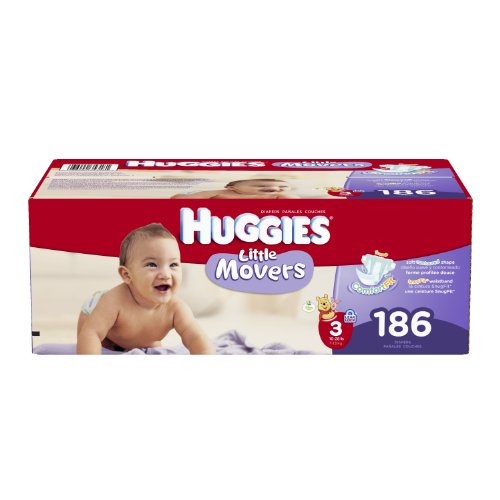 Image of Huggies Little Movers Diapers Economy Plus, Size 3, 186 Count (packaging may vary)