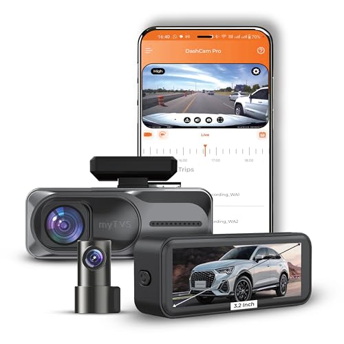 myTVS Dashcam Pro 4K Ultra HD Front & Rear DVR | WiFi, Super Night Vision, 125° Wide Angle, HDR, G-Sensor, Mobile App & Voice Control | 3.2” Screen...