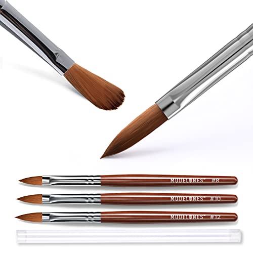 Modelones 2AUS-MOAS-00319 3Pcs Acrylic Nail Brush Set, Size 8/10/12 Kolinsky Acrylic Brushes thumb #7