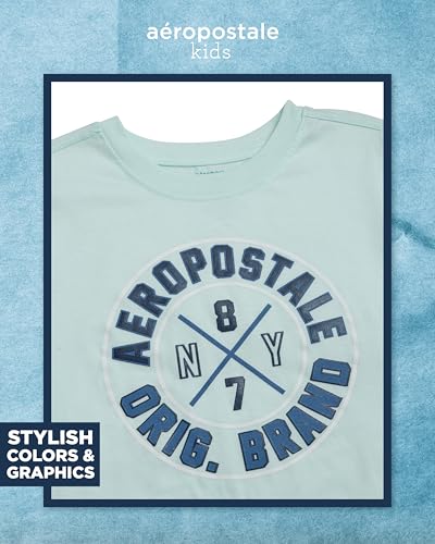 Image of AEROPOSTALE Boys Shorts Set 2 Piece Graphic Tee and Mesh Athletic Shorts | Poly-Cotton Graphic Tee, Pull On Mesh Shorts with Elastic Waist, Regular Fit